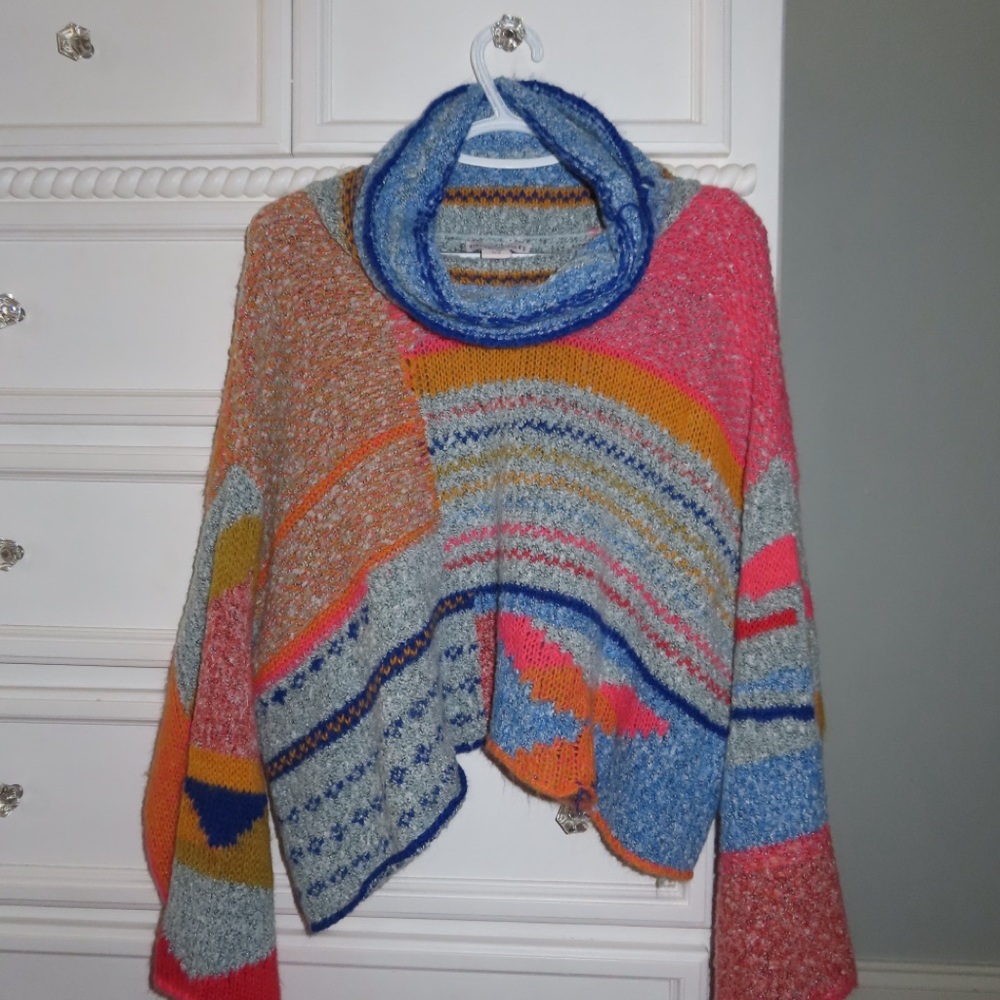 Sincerely Jules Vibrant Patchwork Turtleneck Swea… - image 2